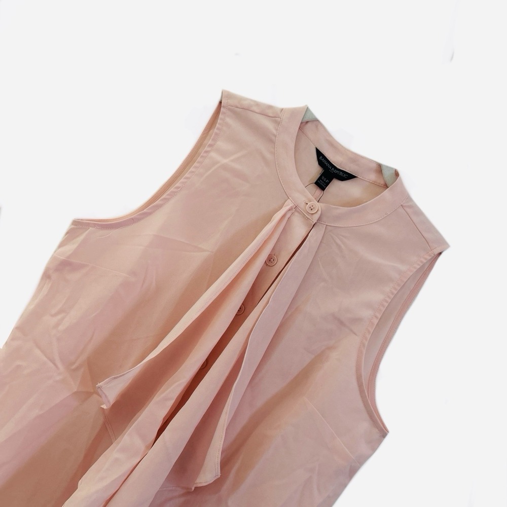 Banana Republic Rose Smoke Sleeveless Cascade Blouse Women's Size Petite XSP NWT - Picture 3 of 9